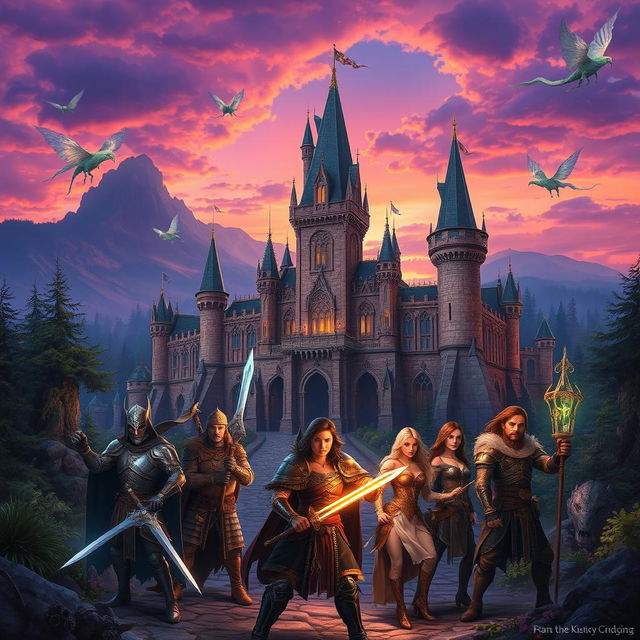 A visually stunning blend of fantasy and history, featuring a majestic castle surrounded by an enchanted forest