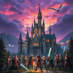 A visually stunning blend of fantasy and history, featuring a majestic castle surrounded by an enchanted forest