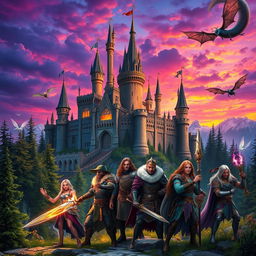 A visually stunning blend of fantasy and history, featuring a majestic castle surrounded by an enchanted forest