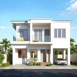 A detailed architectural plan for a modern three-story house, with a total area of 90 square meters