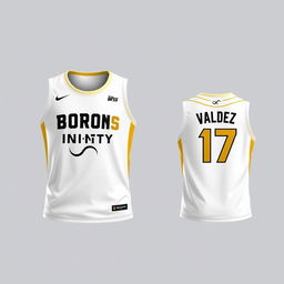 A stylish and modern men's basketball jersey design for the team named 'BORDONS INFINITY'