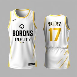 A stylish and modern men's basketball jersey design for the team named 'BORDONS INFINITY'