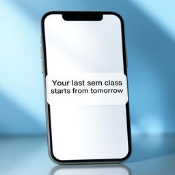 A visually appealing iPhone popup message design that reads, "Your last sem class starts from tomorrow