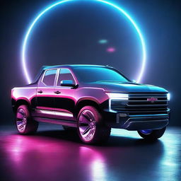 A high-quality digital art piece showcasing a futuristic pickup truck