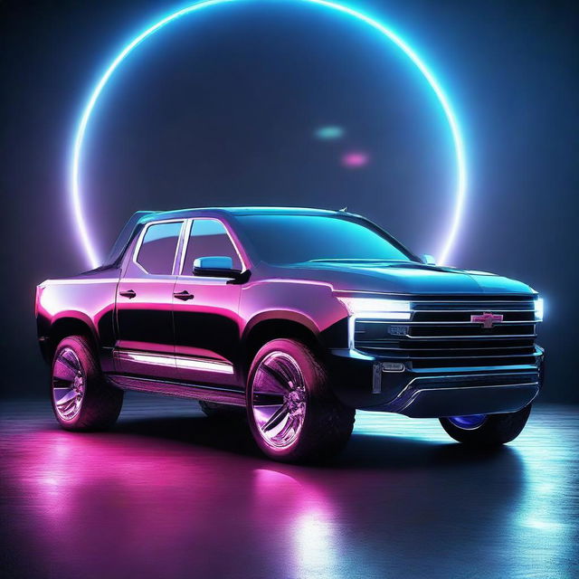 A high-quality digital art piece showcasing a futuristic pickup truck