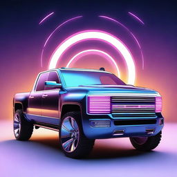 A high-quality digital art piece showcasing a futuristic pickup truck