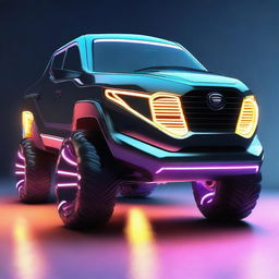 A high-quality digital art piece showcasing a futuristic pickup truck