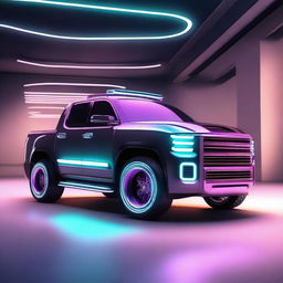 A high-quality digital art piece showcasing a futuristic pickup truck