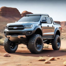 A high-resolution 3D render of a unique vehicle that combines the best elements of a Ford Maverick and a Ford Ranger