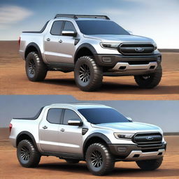 A high-resolution 3D render of a unique vehicle that combines the best elements of a Ford Maverick and a Ford Ranger