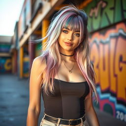 A beautiful girl with an androgynous appearance, showcasing a unique blend of masculinity and femininity