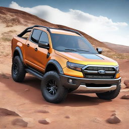 A high-resolution 3D render of a unique vehicle that combines the best elements of a Ford Maverick and a Ford Ranger