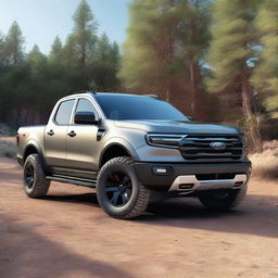 A high-quality 3D render that merges the 2022 Ford Maverick with a Ford Ranger