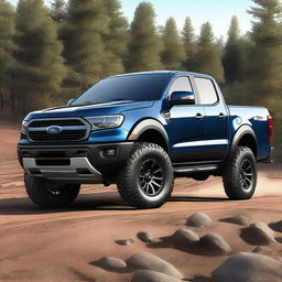 A high-quality digital art image showcasing a unique fusion of a Ford Maverick truck and a Ford Ranger