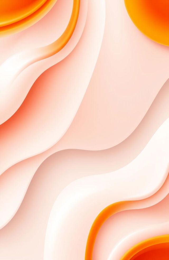 A vibrant digital design featuring an orange and white color combination, showcasing a modern abstract pattern with smooth gradients and geometric shapes