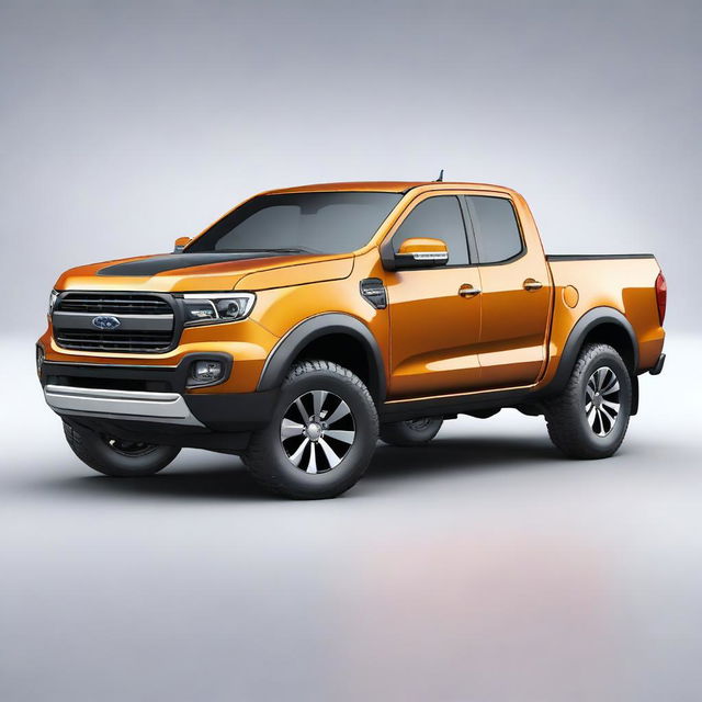 A high-quality 3D render of a compact, modern pickup truck with rounded edges, akin to a Ford Maverick