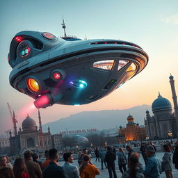 An alien spaceship landing in the city of Nukus, Uzbekistan