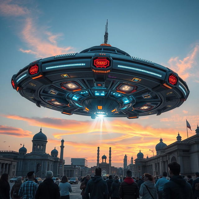 An alien spaceship landing in the city of Nukus, Uzbekistan