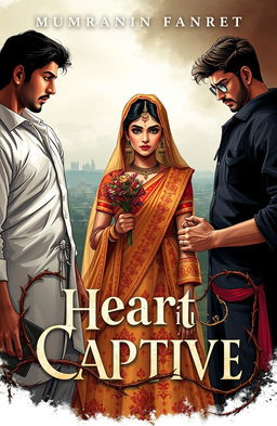 A dramatic cover illustration featuring Nitara, dressed in a torn and tattered Indian wedding attire, showcasing delicate embroidery and vibrant colors