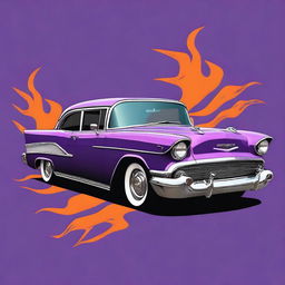 This is a digital art of a purple Chevrolet Bel Air in the highest quality, vividly detailed down to the chrome accents