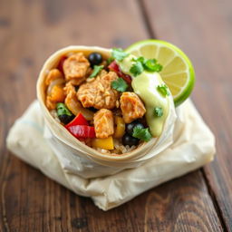 A delicious and visually appealing burrito filled with traditional adobo ingredients
