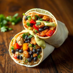 A delicious and visually appealing burrito filled with traditional adobo ingredients