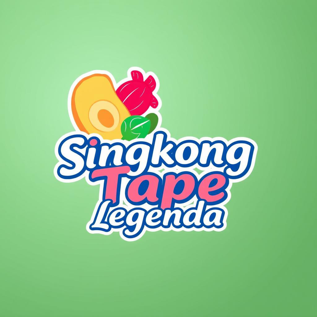 A visually striking logo design for 'Singkong Tape Legenda', featuring vibrant colors and bold typography