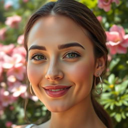 A close-up portrait of a beautiful woman with a radiant and stunning face