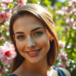 A close-up portrait of a beautiful woman with a radiant and stunning face