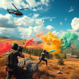 An exciting battle royale scene inspired by a popular multiplayer video game