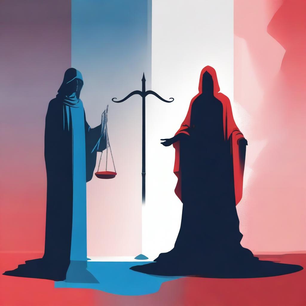 An image of high-quality digital art, depicting a symbolic representation of justice and revenge