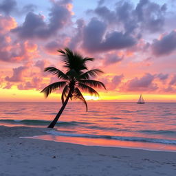A serene and tranquil sea landscape during sunset, with vibrant shades of orange, pink, and purple reflecting off the calm water