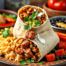 An enticing burrito fusion featuring Filipino adobo, beautifully presented for a magazine cover