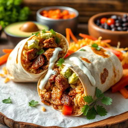 An enticing burrito fusion featuring Filipino adobo, beautifully presented for a magazine cover