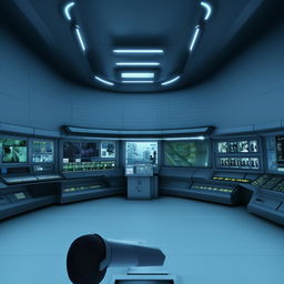 futuristic penitentiary control room  with microphone based on https://files.dreamhome.software/files/static/36651