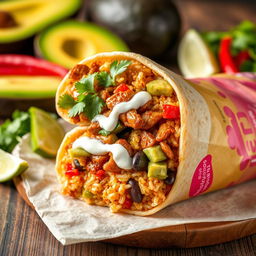 An enticing burrito filled with Filipino adobo, created for a magazine cover