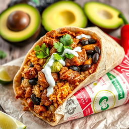 An enticing burrito filled with Filipino adobo, created for a magazine cover