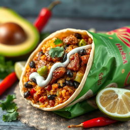 An enticing burrito filled with Filipino adobo, created for a magazine cover