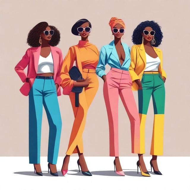 An image showcasing a group of fashionable, confident women