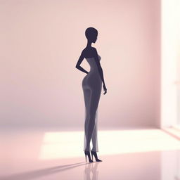 A sleek and stylish digital artwork featuring an elegant silhouette of a slim, modern figure standing confidently