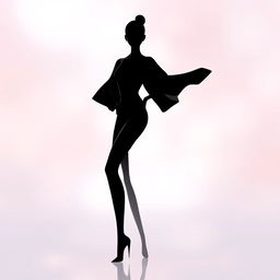 A sleek and stylish digital artwork featuring an elegant silhouette of a slim, modern figure standing confidently