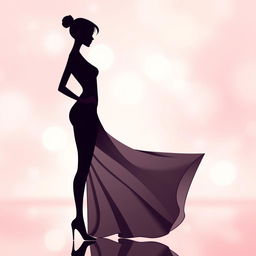 A sleek and stylish digital artwork featuring an elegant silhouette of a slim, modern figure standing confidently