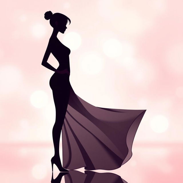 A sleek and stylish digital artwork featuring an elegant silhouette of a slim, modern figure standing confidently