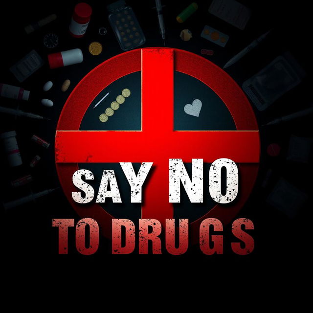 A powerful visual representation of an anti-drug campaign, featuring a bold and striking graphic