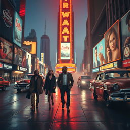 A cinematic aesthetic scene set in a bustling urban environment at dusk