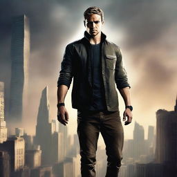 This is a high-quality digital art image of Tobias Eaton, a character from the Divergent series