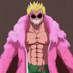 A digital art image of the infamous character, Doflamingo from the One Piece universe