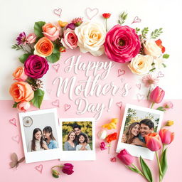 A beautifully designed photo board for Mother's Day, showcasing an array of colorful and vibrant flowers including roses and tulips