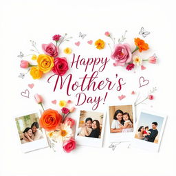 A beautifully designed photo board for Mother's Day, showcasing an array of colorful and vibrant flowers including roses and tulips