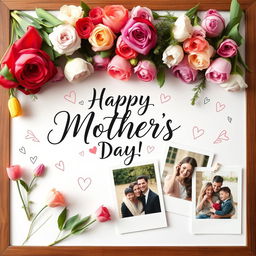 A beautifully designed photo board for Mother's Day, showcasing an array of colorful and vibrant flowers including roses and tulips